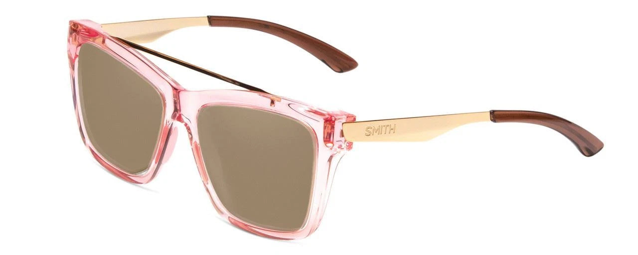 Smith Optics Runaround Womens Cateye Polarized Sunglasses Pink Crystal Gold 55mm
